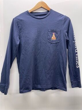 Vineyard Vines Kids Navy Long-Sleeve Pocket Tee with Colorful Party Hat